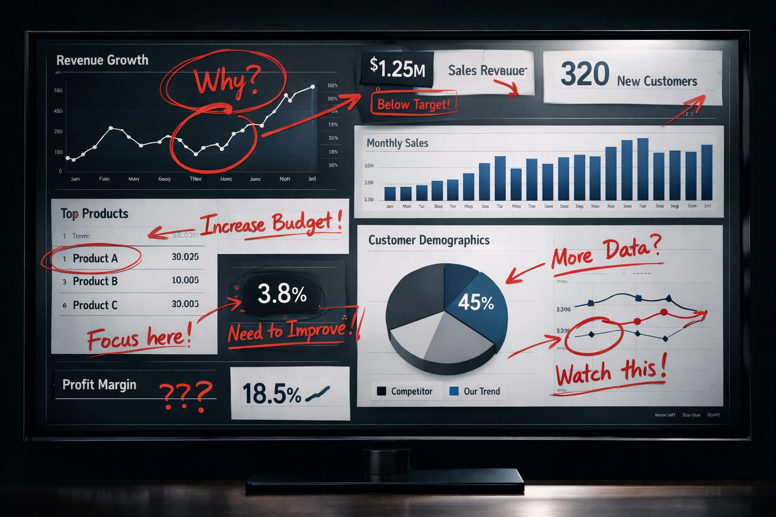 Dashboard with annotations
